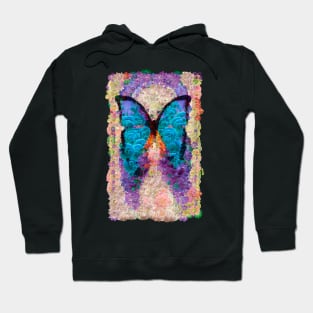 Romantic blue butterfly with flowers exotic design Hoodie